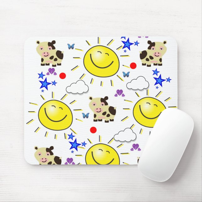 Cow Sun Clouds Mouse Pad! Mouse Pad (With Mouse)