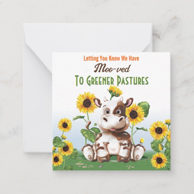 Cow Sunflower Change of Address Card (Front)