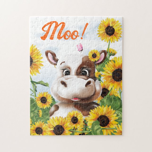 Cow Sunflower Farm Jigsaw Puzzle (Vertical)