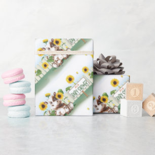 Cow Sunflower Girl Baby Shower Wrapping Paper