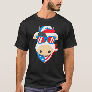 Cow Sunglasses 4th Of July Independence Day T-Shirt