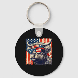 Cow Sungles American Flag 4th Of July Farmer Key Ring