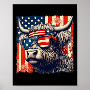 Cow Sungles American Flag 4th Of July Farmer Poster
