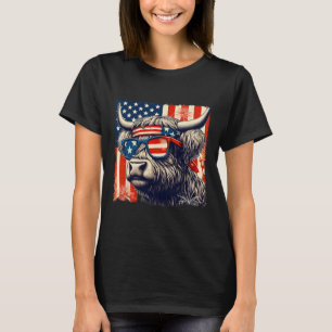 Cow Sungles American Flag 4th Of July Farmer T-Shirt