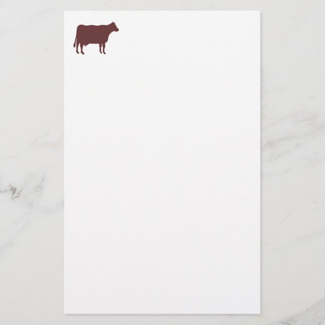 Cow Symbol - Dark Brown on White Stationery (Front)