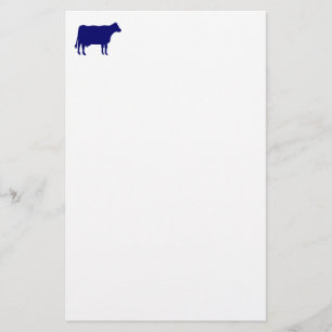 Cow Symbol - Navy Blue on White Stationery