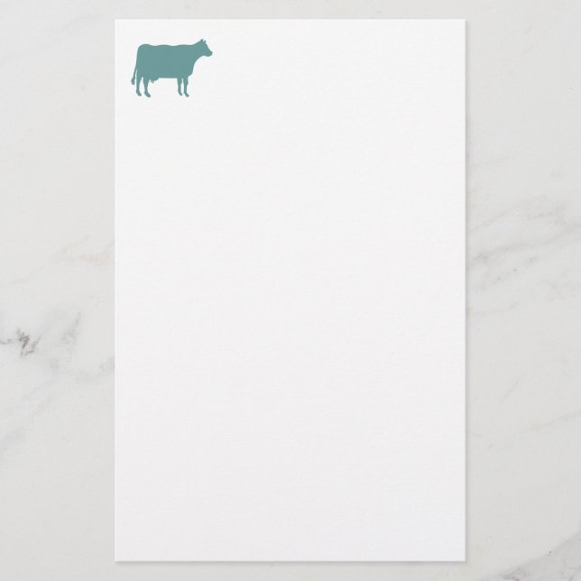 Cow Symbol - Ocean Green on White Stationery (Front)