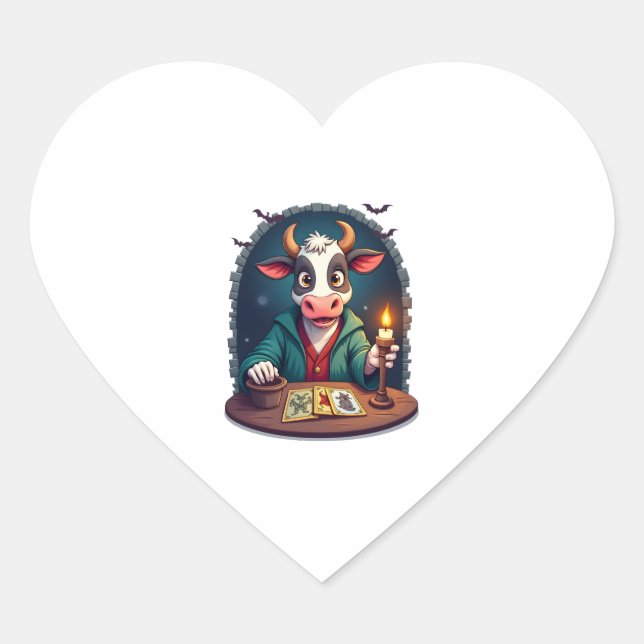 Cow Tarot of Terror Heart Sticker (Front)