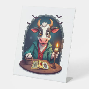Cow Tarot of Terror Pedestal Sign