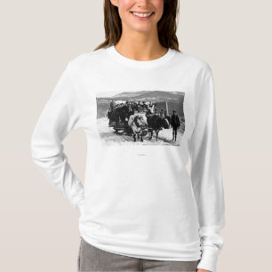 Cow Team Pulling Men in a Wagon T-Shirt