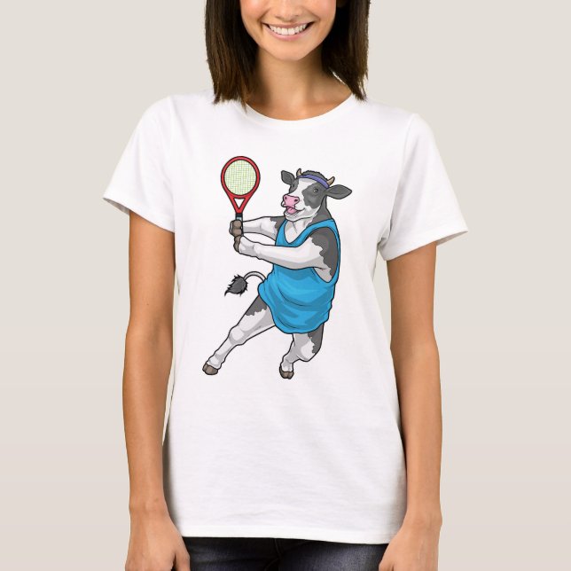 Cow Tennis Tennis racket Sports T-Shirt (Front)