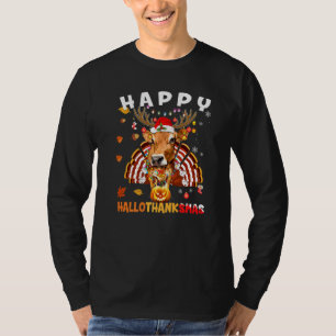 Cow Thankgiving Halloween Christmas Happy Hallotha T-Shirt