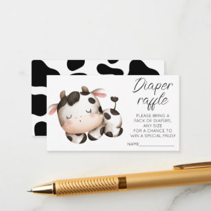 Cow theme baby shower diaper raffle tickets enclosure card
