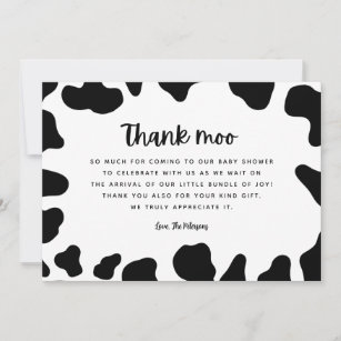 Cow Theme Baby Shower Thank You Card