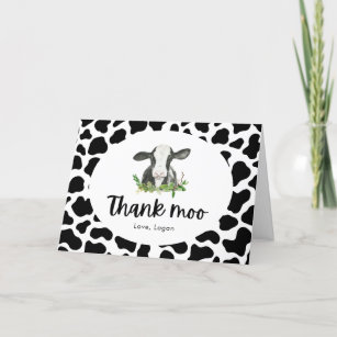 Cow Theme Birthday Thank Moo Folded Thank You Card