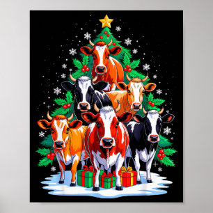 Cow Tree Christmas Cow Lover Xmas Squad Men Women Poster
