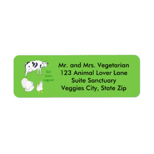 Cow Turkey Chicken Eat more Veggies Address Labels