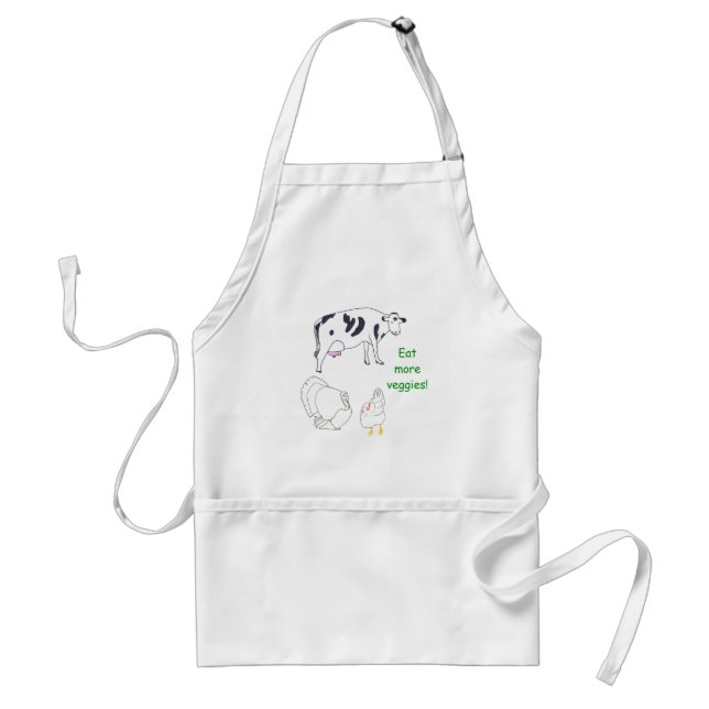 Cow Turkey Chicken Eat more Veggies aprons (Front)