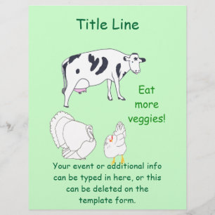 Cow Turkey Chicken Eat more Veggies Event Flyers