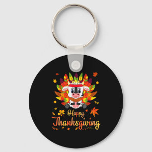 Cow Turkey Costume Heart Happy Thanksgiving Day Da Key Ring