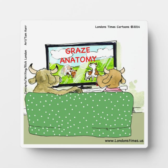 Cow TV Funny Cartoon Plaque (Front)