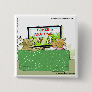 Cow TV Shows Funny Cartoon 15 Cm Square Badge