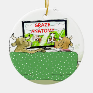 Cow TV Shows Funny Cartoon Ceramic Tree Decoration