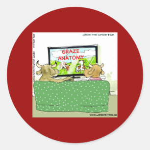 Cow TV Shows Funny Cartoon Classic Round Sticker