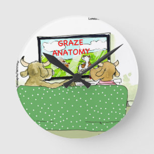 Cow TV Shows Funny Cartoon Round Clock