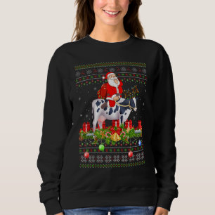 Cow   Ugly Santa Riding Cow Christmas Sweatshirt