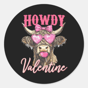 Cow Valentine Coquette  Classic Round Sticker