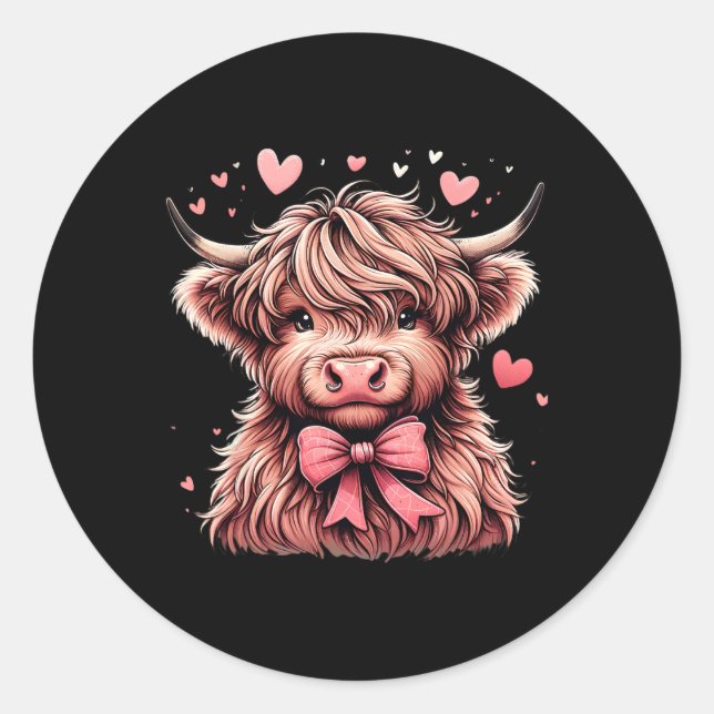 Cow Valentine Hearts  Classic Round Sticker (Front)