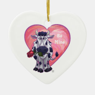 Cow Valentine's Day Ceramic Tree Decoration