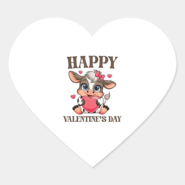 Cow Valentine's Day Heart Gifts tee funny Cow Cute Heart Sticker (Front)