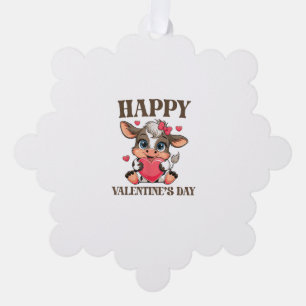 Cow Valentine's Day Heart Gifts tee funny Cow Cute Tree Decoration Card