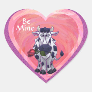 Cow Valentine's Day Heart Sticker