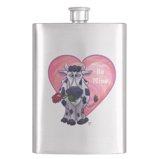 Cow Valentine's Day Hip Flask (Front)