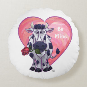 Cow Valentine's Day Round Cushion
