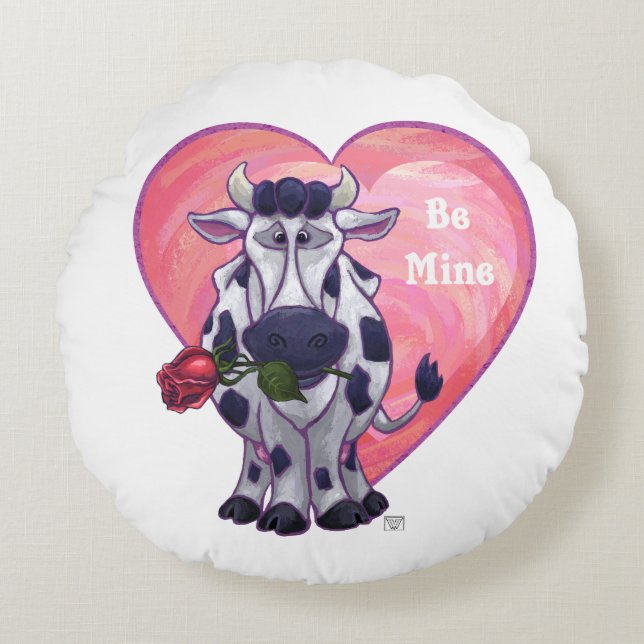 Cow Valentine's Day Round Cushion (Front)