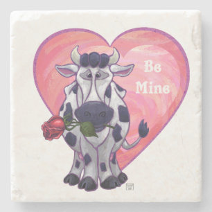 Cow Valentine's Day Stone Coaster