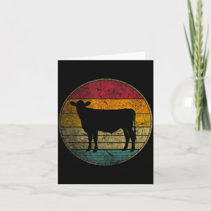 Cow - Vintage Distressed Retro Silhouette 60s 70s Card