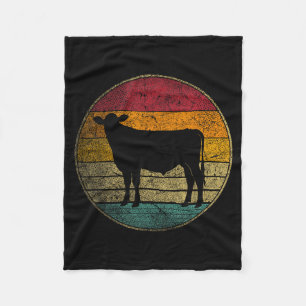 Cow - Vintage Distressed Retro Silhouette 60s 70s  Fleece Blanket