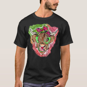 Cow Watermelon Summer Vibes Mooey Farmer Heifer T-Shirt
