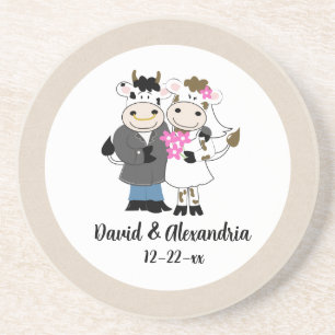 Cow Wedding Favour Decor  Coaster