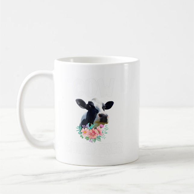 Cow Whisperer Cute Cow Floral Flower Farm Farmer G Coffee Mug (Left)