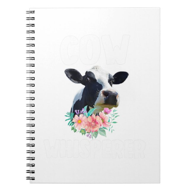 Cow Whisperer Cute Cow Floral Flower Farm Farmer G Notebook (Front)