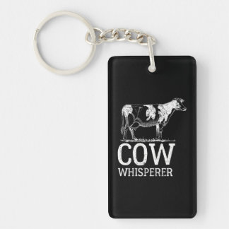Cow Whisperer Funny Farmer White Key Ring