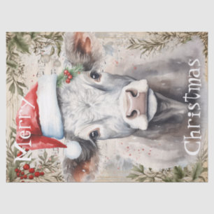 Cow Winter Christmas Watercolor Tissue Paper