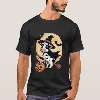 Cow Witch Hat Pumpkin Halloween Costume Men Women  T-Shirt