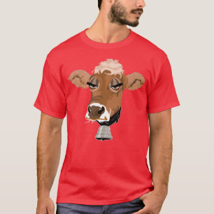 Cow with cowbell Farmer Gifts Funny Cows T-Shirt